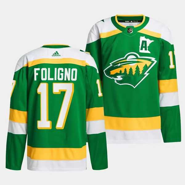Men%27s Minnesota Wild #17 Marcus Foligno Green 2023-24 Stitched Jersey Dzhi